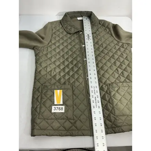 Womans D & Co XL Green Quilted Puffer Outdoor Sweater