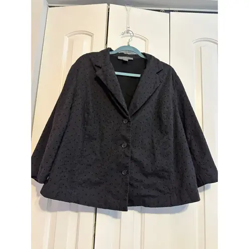 Josephine Chaus Navy Eyelet Blazer Jacket Button Front Career Office Business Casual