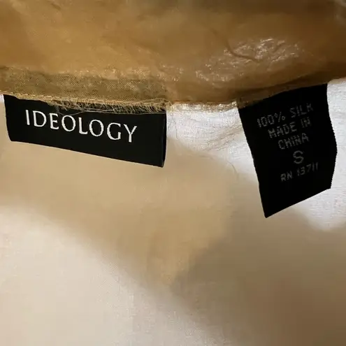 Ideology Vintage 100% Silk Gold Sheer Pintuck Button-Down Blouse - Small - Flaw