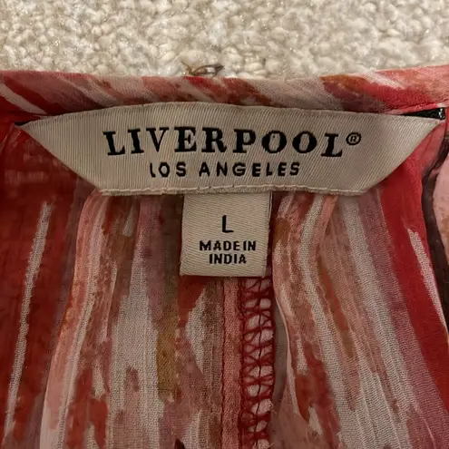 Liverpool coral ikat blouse sz L