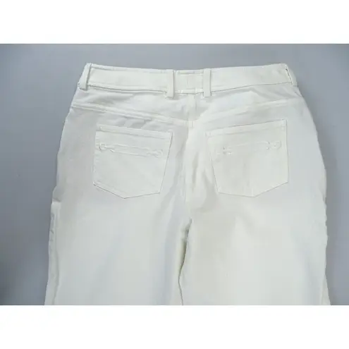 St. John Collection FLAWS-  White Wide Leg Straight Pants Jeans Size 10 Cotton