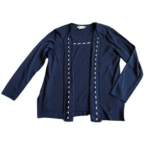 Misook Exclusively Two Piece Cardigan Tank Top Shirt Set Size Medium Women's