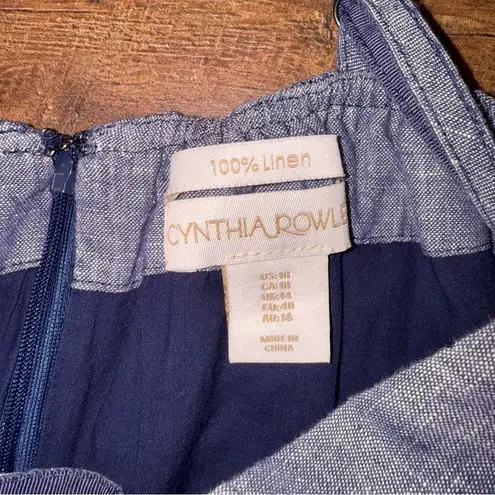 Cynthia Rowley  100% Linen Tie Waist Adjustable Straps Back Zip Romper