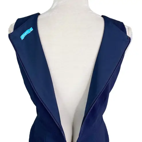 J. McLaughlin Sheath Dress Navy 10 Sleeveless Scallop Tiers Stretch