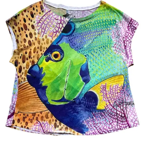Guy Harvey Women's Tropical Fish Graphic T-Shirt Multicolor Size M