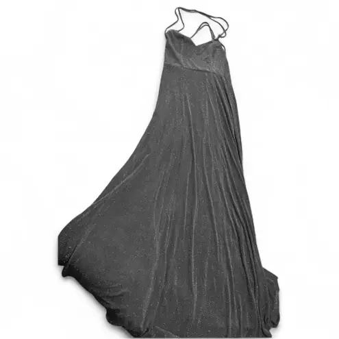 Show Me Your Mumu  Shine Smoke Grey Godshaw Goddess Metallic Gown Sz L $200