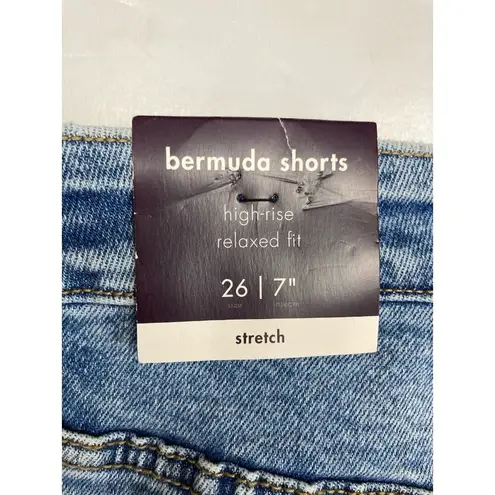 Ava & Viv New Bermuda Denim Jean Shorts Womens High Rise Relaxed Fit Size 26