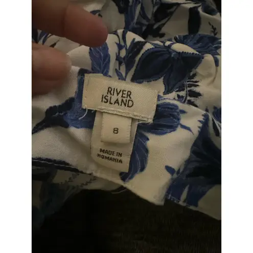 River Island Blue Floral Puff Sleeve Blouse – Romantic & Trendy