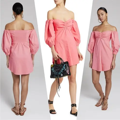 ALC Frank A.L.C. Linen Blend Off The Shoulder Mila Dress Pink 8