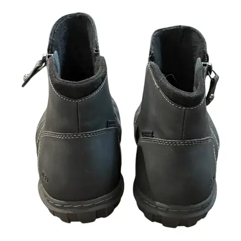 Jbu Paulina Water Resistant Leather Ankle Boots Black Comfort Women Size 9.5
