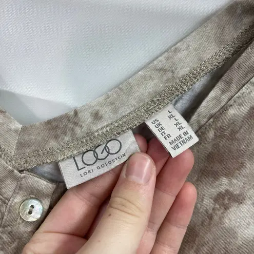 LOGO By Lori Goldstein LOGO Lori Goldstein women's beige tie dye wide leg sleeveless jumpsuit casual L