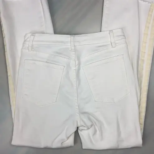 Juicy Couture  White Tuxedo Stripe Crop Flare Uneven Hem Jeans size 24