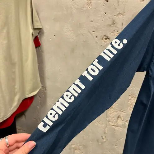 Element Skateboards Vintage Y2K Element For Life Logo Long Sleeve Navy Blue Skater T-Shirt Small S