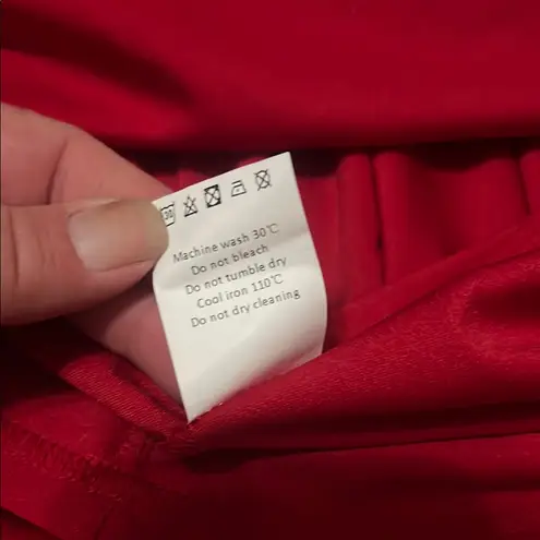 Allegra K Red Asymmetrical Tie Front Dress