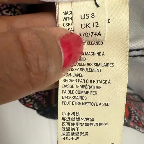 Free People  Denim Mini Skirt Paisley Print Boho Bohemian Size 8