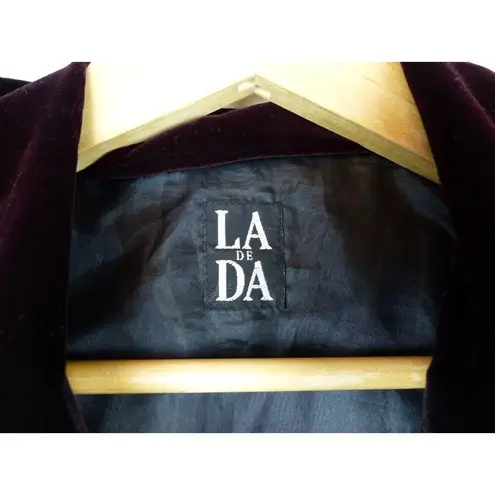 LA De DA Velvet Cinch Waist Jacket Women M Red Relaxed Zip Whimsigoth Fairy Size M