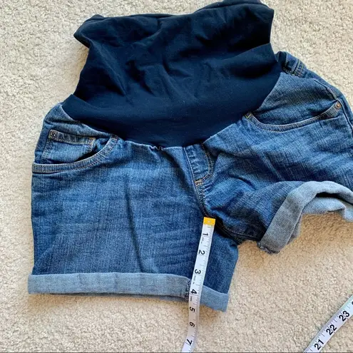Oh Baby by Motherhood Full Belly Panel Maternity Jean Denim Shorts, M Blue Size undefined