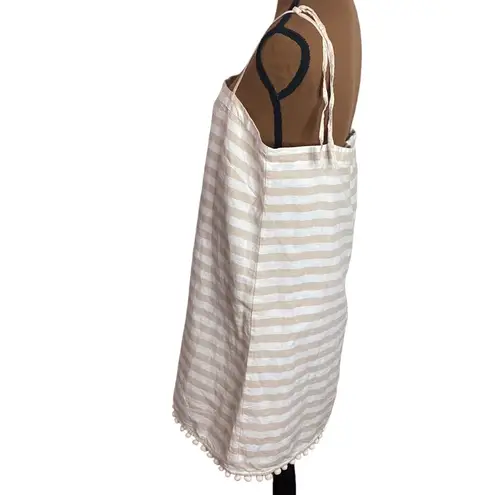 J Crew Factory linen blend striped relax Pom