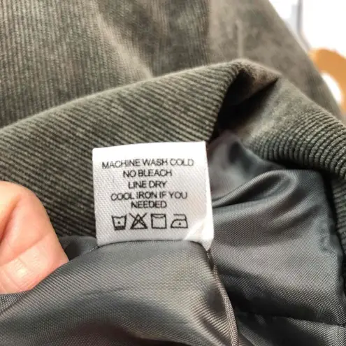 Erin London Green corduroy Zip Front Double-Breasted Jacket Large