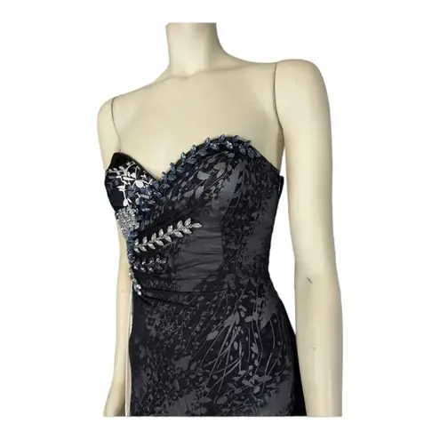 Terani Couture TERANI sweetheart strapless silk gown formal beads & jewels size 8