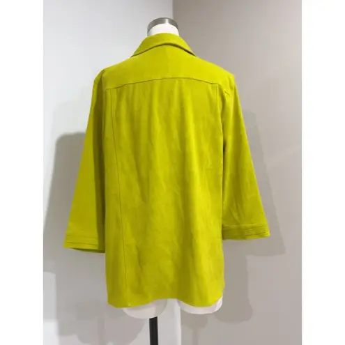 JM Collection Women's Green Faux Suede Snap Shacket Shirt Jacket Size Large