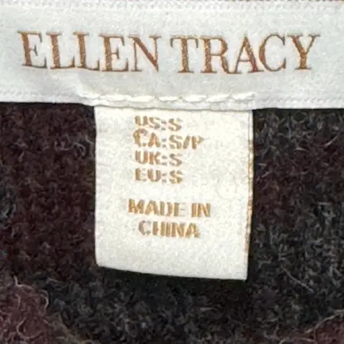 Ellen Tracy Cowl Neck Wool Blend Cardigan Sweater – Size Small – Burgundy & Char