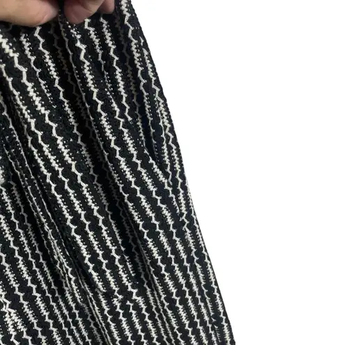 MNG Black White Textured Knit Belted Wide Leg Jumpsuit XS V