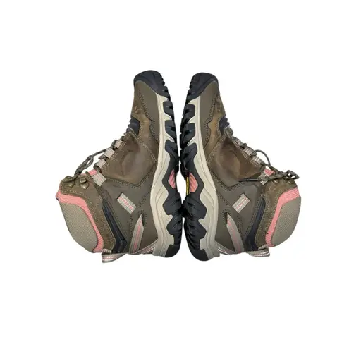 Keen Hiking Boots Women 8.5 Brown Pink Leather Gorpcore Outdoors Waterproof