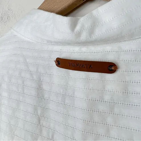 Birds of Paradis by Trovata Cotton Popover Button Blouse Shirt White