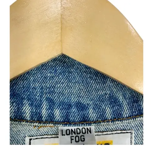 London Fog Vintage Bicycle Embroidered Denim Trucker Jean Jacket Size Large