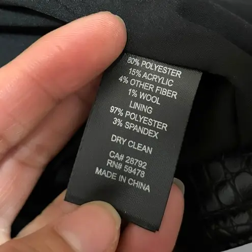 Christian LaCroix Black Button Front Crocodile Trim Tweed Boucle Jacket - Medium