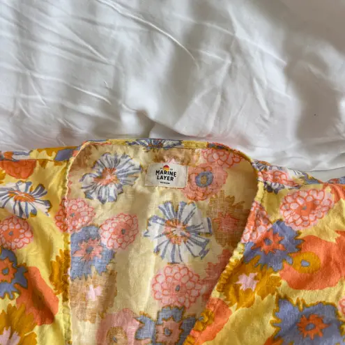 Marine layer Camila A-Line Minidress in Yellow Vintage Floral Print Size M