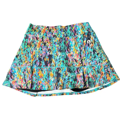 Dona Jo Skort Skirt Small Womens Blue Multi Abstract Tennis Pickleball Shorts