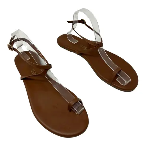 Tkees Brown Leather Strappy Flat Sandals Women’s Size 10
