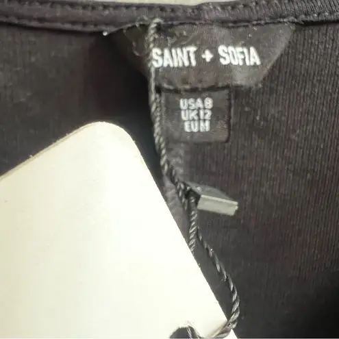 Saint & Sophia Tori Puff Sleeve Black Floral V