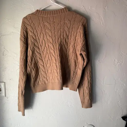 Cyrus Women's Cable Knit V Neck Button Front Cropped Cardigan Sweater Size M