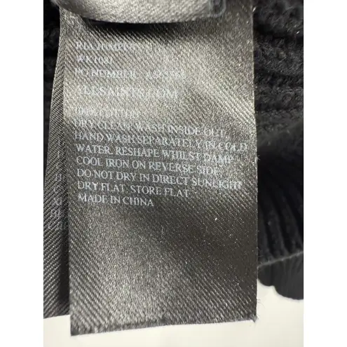 AllSaints Ria Jumper Cut Out Black Rib Knit Crewneck Pullover Long Sleeve Large