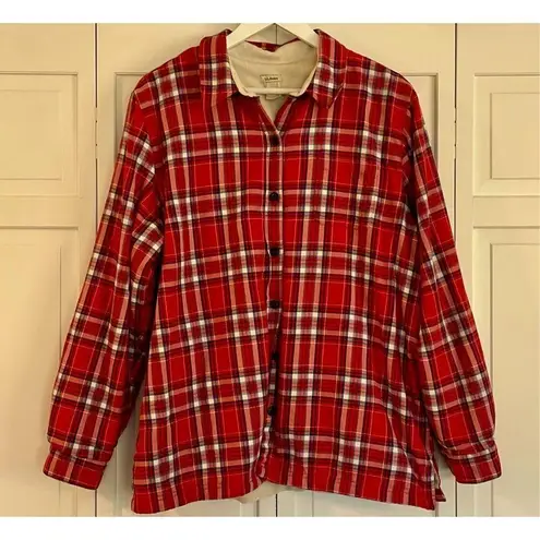L.L. bean red flannelāfleece trim button down size XL
