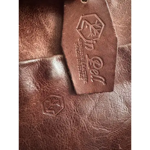 Y2K Lip Pell Italy Brown Genuine Leather Crossbody Bag Messenger Style