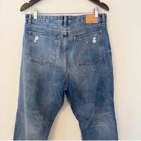 Avec Les Filles Distressed Raw Hem Straight Leg Jeans Size 31 NEW Medium Blue