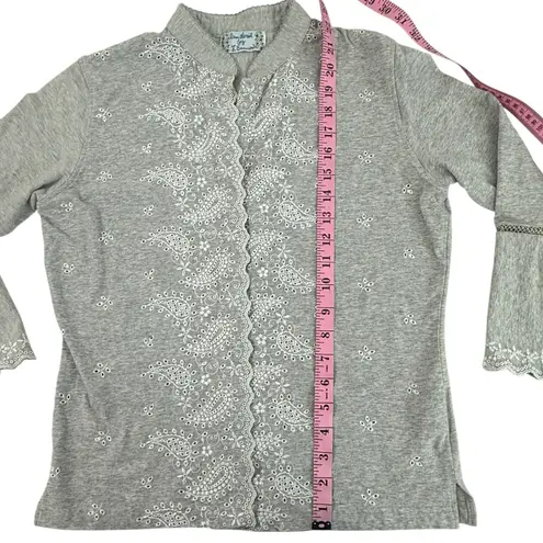 Lam de Vil by L'Emission Women's Cardigan M~L Gray Embroidered Mori Japanese Size M
