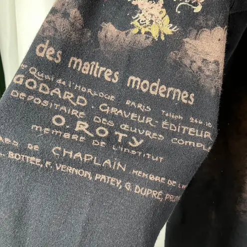 Katina Marie Floral Chocolate Rhinestone Print Long Sleeve Top Womens L USA Made Black Size L