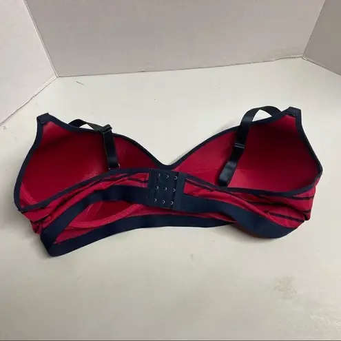 Just Be , Women’s Red and Blue Striped Bra,42C, NO WIRE, Adjustable Straps