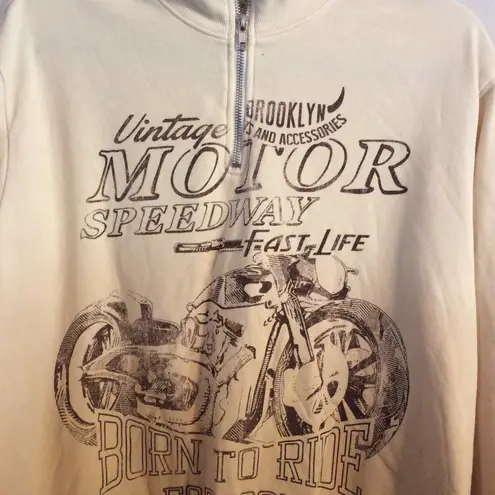 Urban Nation Medium M motorcycle speedway partial zip sweatshirt cool retro look Yellow