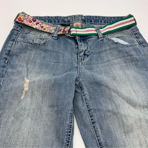 Arizona Jeans Co. Junior's Lightly Distressed Light Wash Bermuda Shorts w/Belt-9