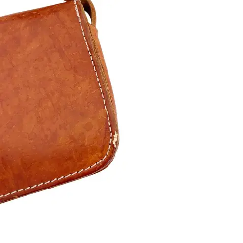 Vintage Grecian Tan Leather Crossbody Made in Greece