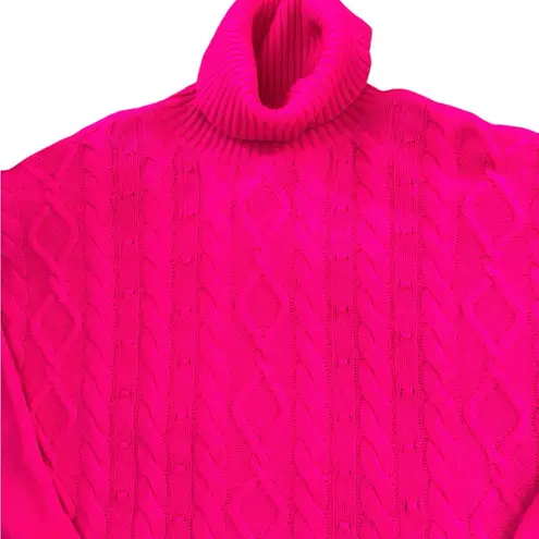 Charter Club Cashmere Very Pink Cable Knit Turtleneck M 100% Cashmere Cozy Soft