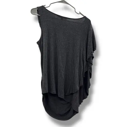 Marina Luna Beaded One Shoulder Top Women's Size Large Gray Asymmetrical Evening