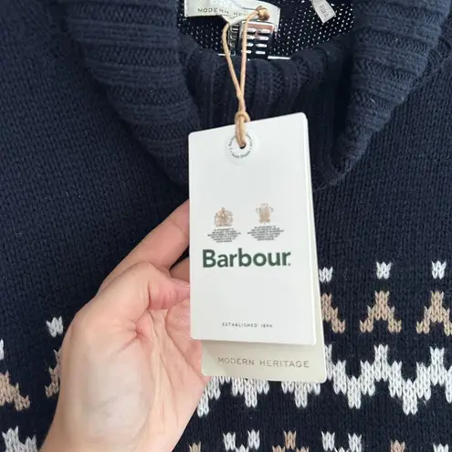 Barbour Dress Womens 10 Wool Fair Isle Patrisse Turtleneck Midi Tuckernuck Navy