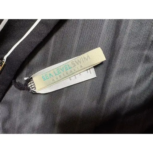 Sea Level Stripe Mid Rise Bikini Bottoms (New) Black Size 8